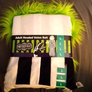 Beetle juice Adult hooded union suit Nwt size L
